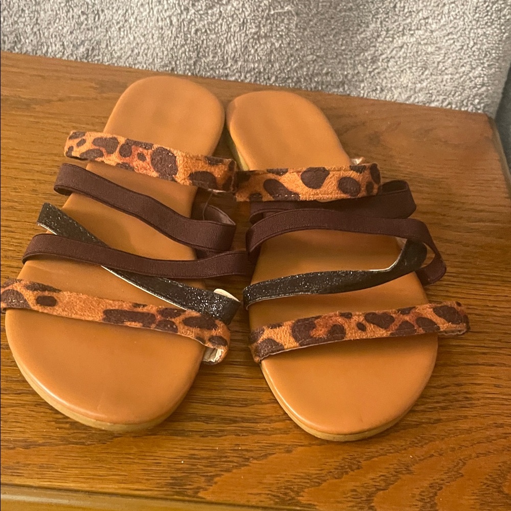 Leopard Print and Brown Women's Sandals